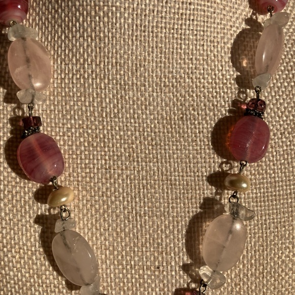 Pink Rose Quartz Pendant Necklace and Bracelet Set - Picture 11 of 16